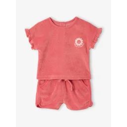 Ensemble bébé t-shirt + short en éponge fraise