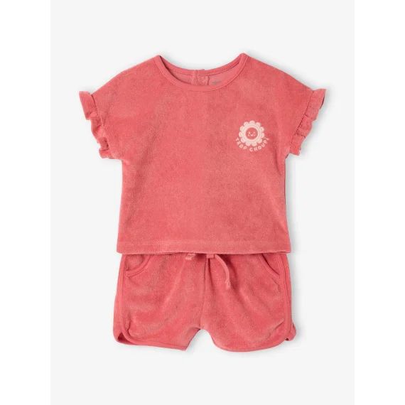Ensemble bébé t-shirt + short en éponge fraise