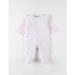 Pyjama En Velours Côtelé, Imprimé Fleuri Rose