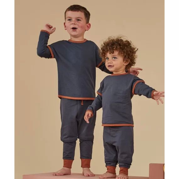 Le pantalon jogging bleu marine et terracotta en coton pima –  – Soldes