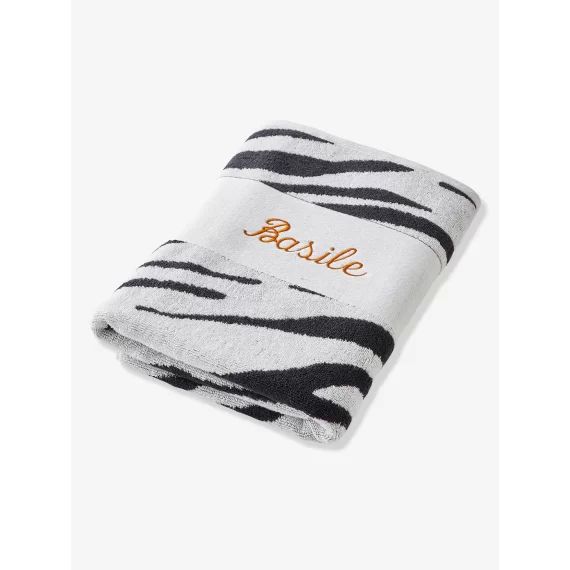 Serviette de bain personnalisable écru / noir