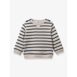Sweat rayé en coton bio CYRILLUS rayé marine