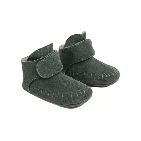 Bottines bébé en cuir Gunmetal (6-12 mois)