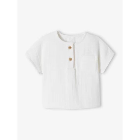 T-shirt tunisien en gaze de coton naissance personnalisable écru