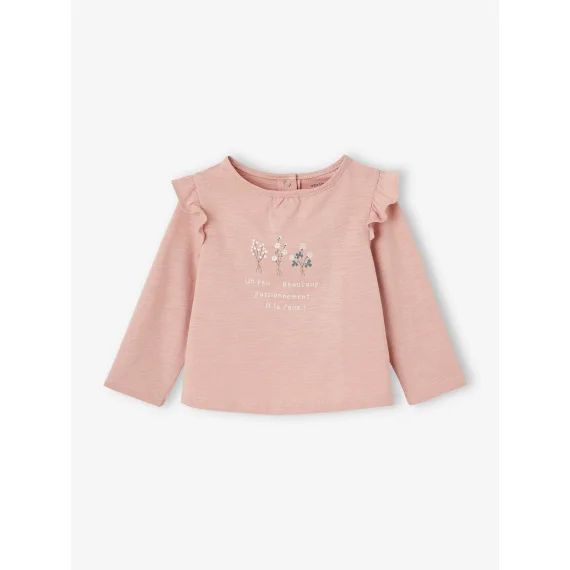 T-shirt à volants imprimé bébé rose poudré