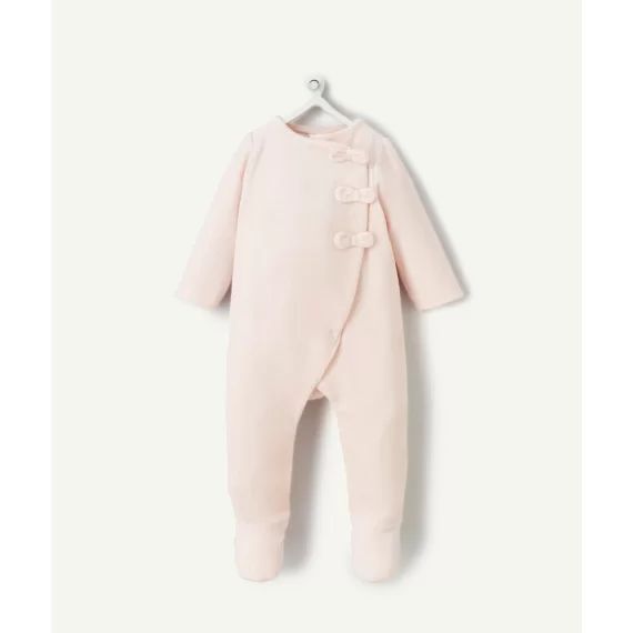 Dors bien en velours et coton bio rose avec noeuds