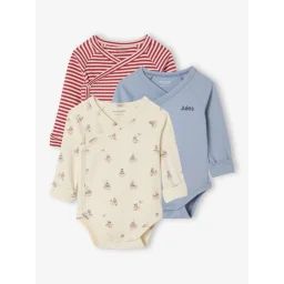 Lot de 3 bodies naissance évolutifs thème marin rouge