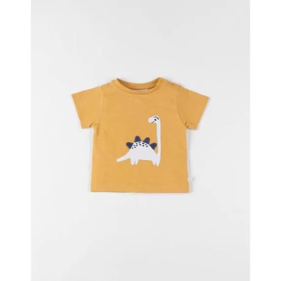 T-shirt Dino À Courtes Courtes Ocre Jaune