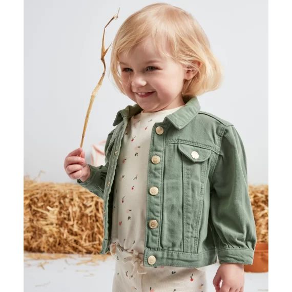 Veste bébé fille en denim kaki low impact –  – Soldes