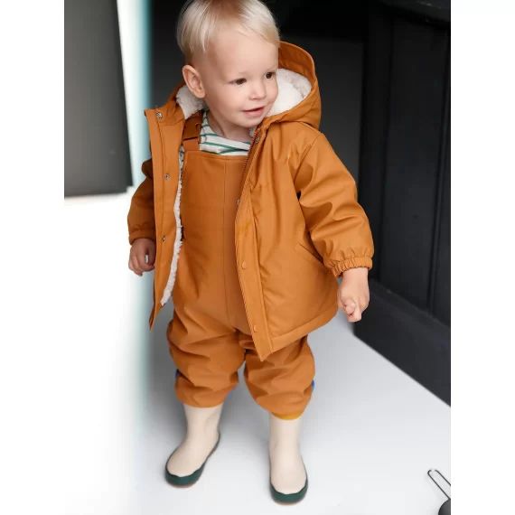 Manteau et pantalon de pluie bébé caramel