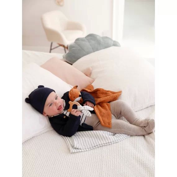 Pantalon en tricot bébé avec pieds beige chiné