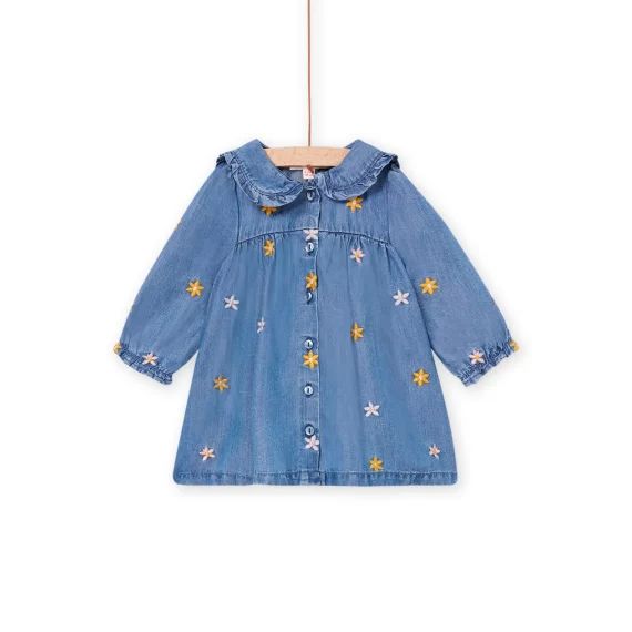 Robe Manches Longues Entièrement Brodée – Denim