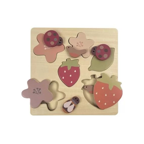 Puzzle à encastrer et jeu de mémoire 2 en 1 Fraise