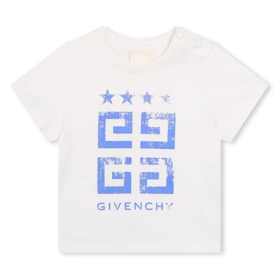 T-shirt en coton avec logo Garçon Blanc