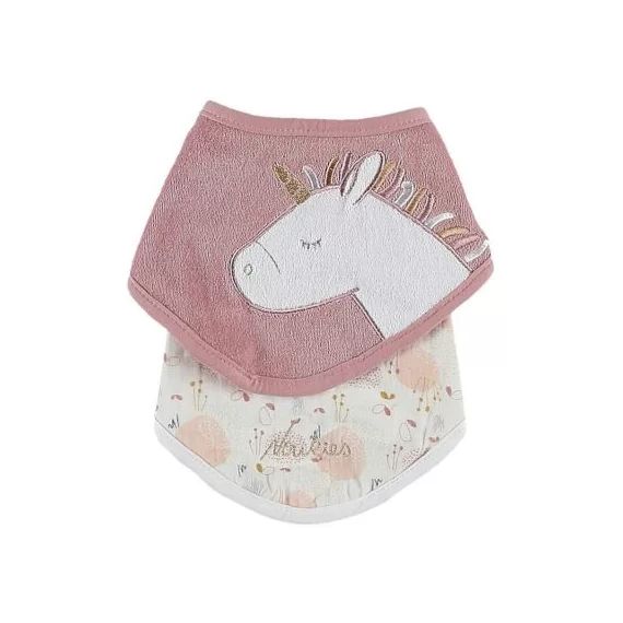 Lot de 2 bavoirs bandanas en éponge Lina & Joy