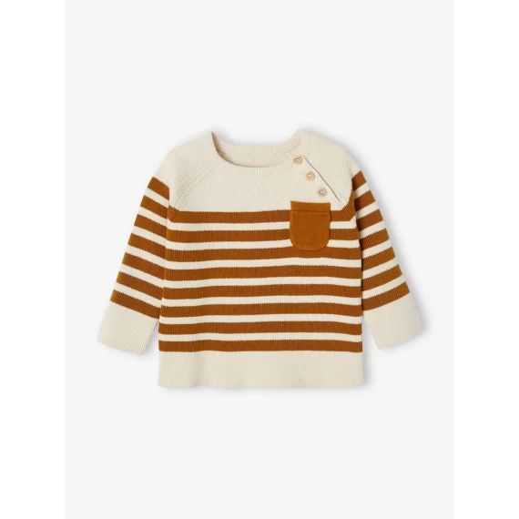 Pull marinière bébé caramel rayé