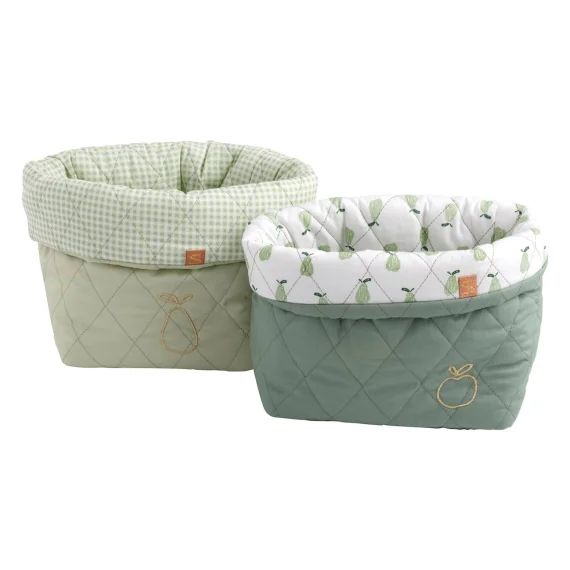 Lot De 2 Panières En Coton Vert