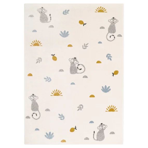 Tapis Chambre Enfant Petit Singes Little Wild Monkey Multicolore