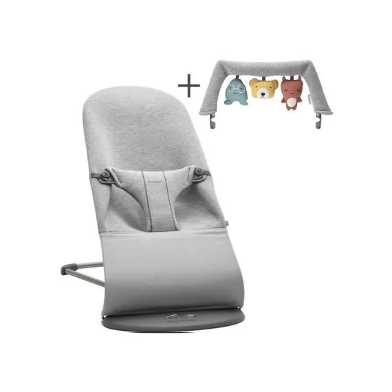 Transat Bliss à balancement + arche de jeux Amis doux 3D gris clair