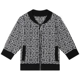 Sweat-shirt zippé à jacquard Garçon Noir