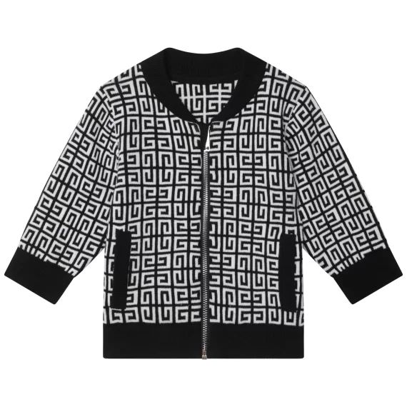 Sweat-shirt zippé à jacquard Garçon Noir