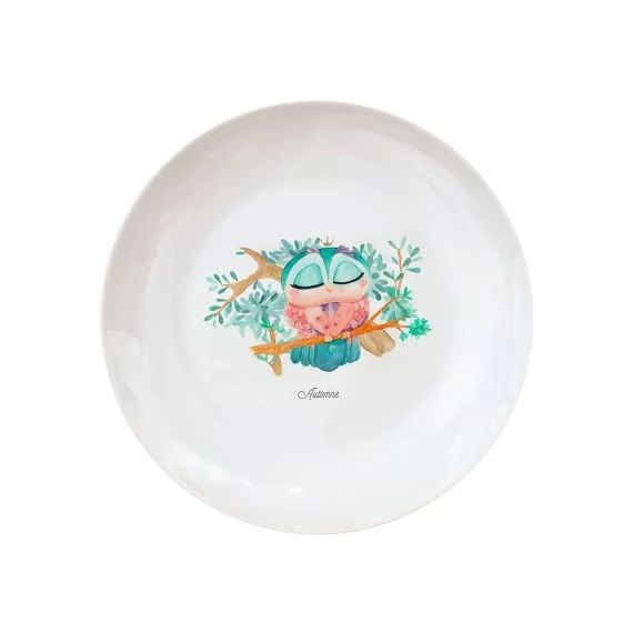 Assiette en porcelaine Chouette (personnalisable)