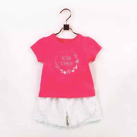 T-shirt à manches courtes Fille Rose
