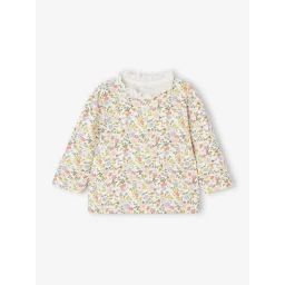 Sweat fleuri naissance col en dentelle écru