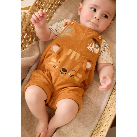Ensemble Salopette Bébé Et T-shirt En Éponge Mio Camel