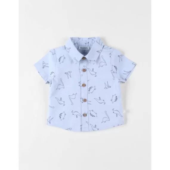 Chemise Chambray Dinos À Manches Courtes Bleu