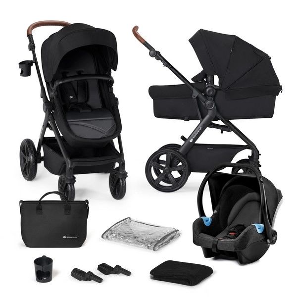 Poussette Kinderkraft A-Tour + Nacelle + Coque Auto Mink – Black