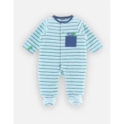 Pyjama Dors-bien En Velours Rayé Bleu