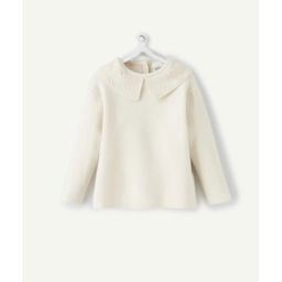 Pull écru en maille avec col claudine bébé fille –  – Soldes