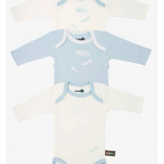Body Manches Longues En Coton Bio À Motifs Plumes (lot De 3) Bleu