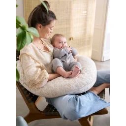 Coussin d’allaitement + housse de protection Bio Collection beige imprimé