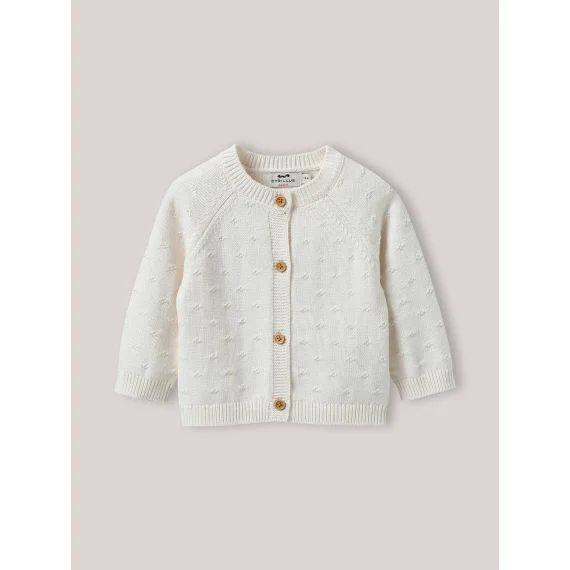 Cardigan Maille Ajourée En Coton Biologique Ecru