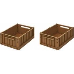 Lot de 2 caisses de rangement Weston Golden caramel (13,5 x 25 x 36 cm)