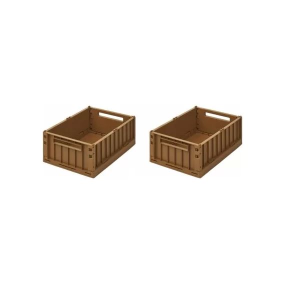 Lot de 2 caisses de rangement Weston Golden caramel (13,5 x 25 x 36 cm)