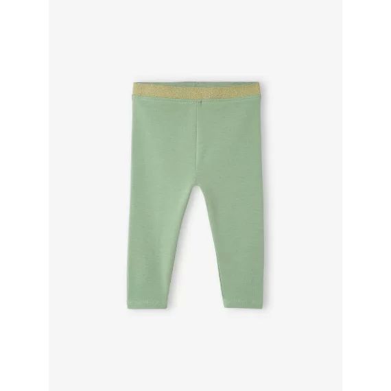 Legging bébé fille ceinture pailletée Oeko-Tex® vert de gris