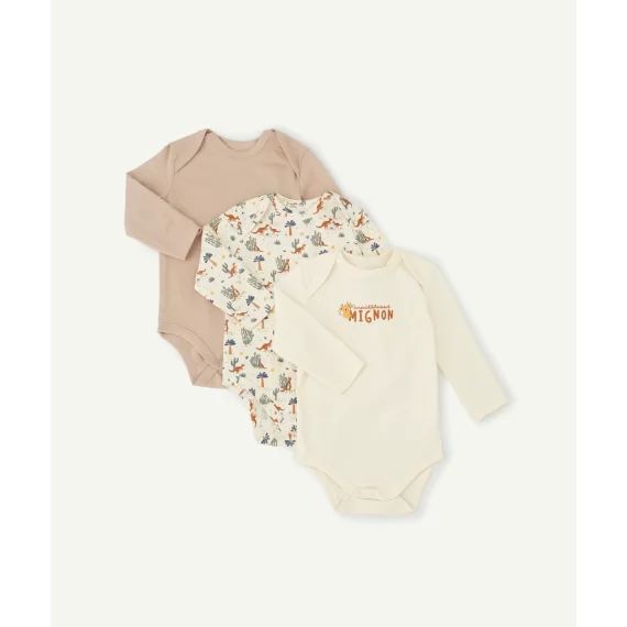 Lot de 3 bodies en coton bio imprimés animaux bébé –  – Soldes