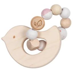 Hochet En Bois Flexible Oiseau Beige