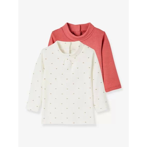 Lot de 2 sous-pulls bébé fille BASICS lot rose baroque