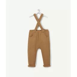 Pantalon sarouel camel à bretelles en coton bébé garçon