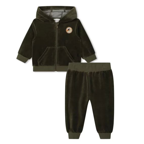 Ensemble jogging en velours Garçon Vert