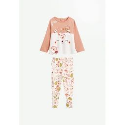 Pyjama Enfant 2 Pièces À Pieds Retroussables Mindanao Rose