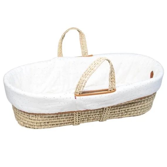 Couffin Bébé Avec Matelas Habillage Et Drap Housse Pois Dorés Blanc À Pois Or Taille Unique Blanc