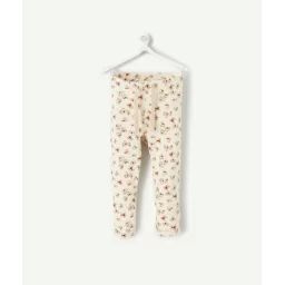 Legging bébé fille en coton bio beige imprimé fleuri –  – Soldes