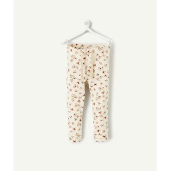 Legging bébé fille en coton bio beige imprimé fleuri –  – Soldes