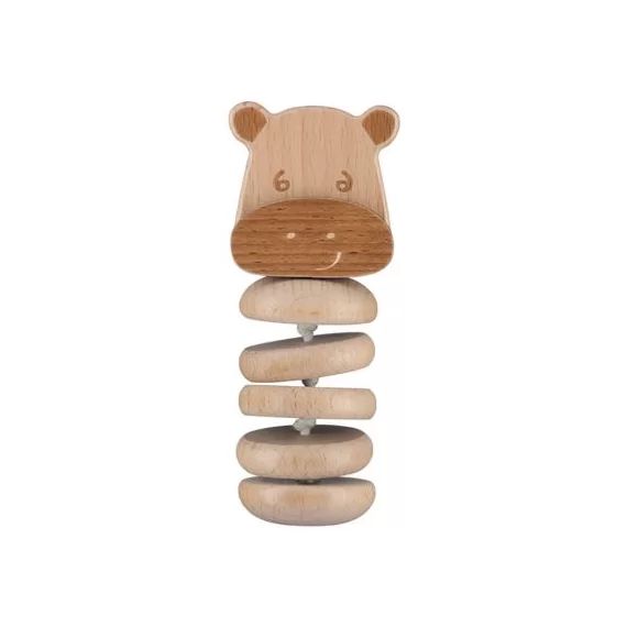 Hochet en bois gling gling Hippopotame Safari