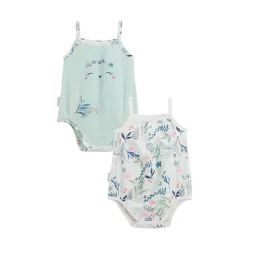 Lot De 2 Bodies Bébé À Bretelles Dahlia Bleu
